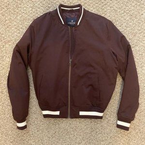 American Eagle Outfitters | Maroon Zip Up Bomber Jacket (Size Small)